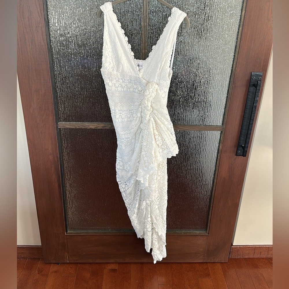 Just BEE Queen Tulum Ruched Crochet Midi Dress size Large - Picture 10 of 14